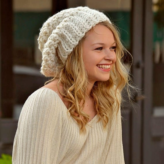 Crochet Hat Pattern | Slouchy Beanie Pattern | Chunky Winter Hat | Women's Crochet Beanie PDF