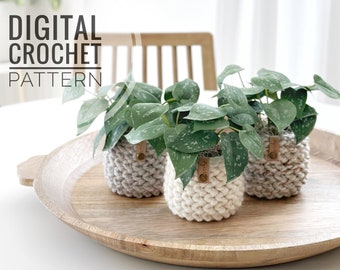 Crochet Plant Cozy Pattern | The Herringbone Planter Pattern | Digital Crochet Pattern | DIY Craft | Crochet Home Decor Pattern