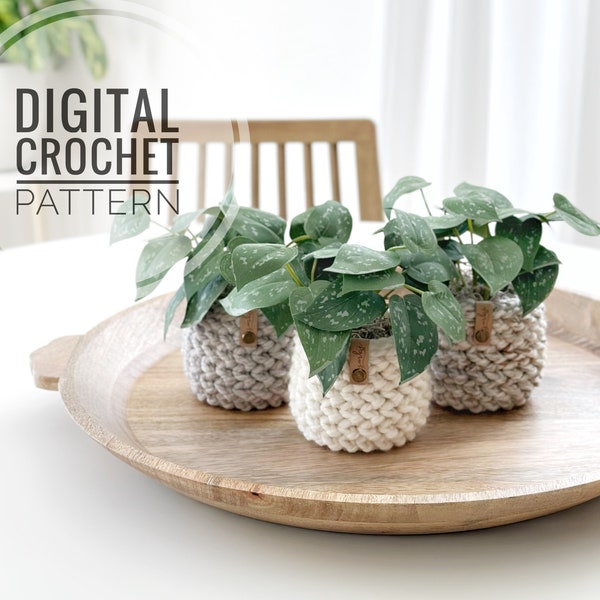 Crochet Plant Cozy Pattern | The Herringbone Planter Pattern | Digital Crochet Pattern | DIY Craft | Crochet Home Decor Pattern