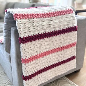 Crochet Blanket Pattern - DIY Chunky Throw or Baby Blanket PDF with Braided Puff Stitch image 10