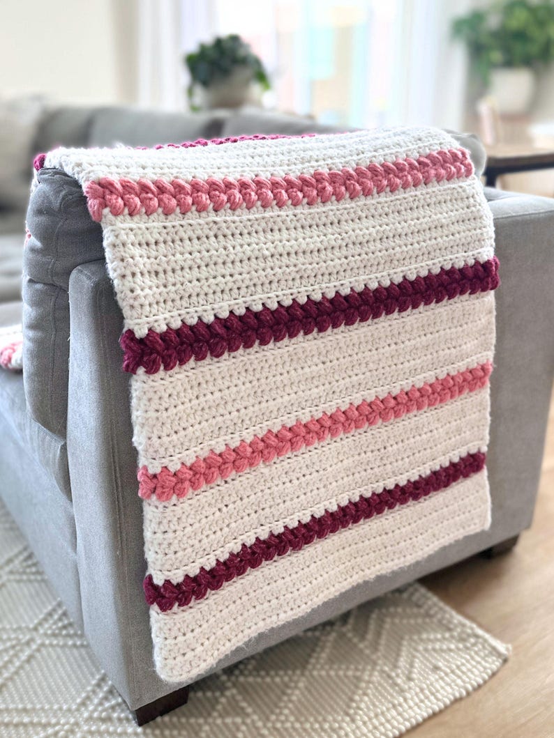 Crochet Blanket Pattern - DIY Chunky Throw or Baby Blanket PDF with Braided Puff Stitch image 10