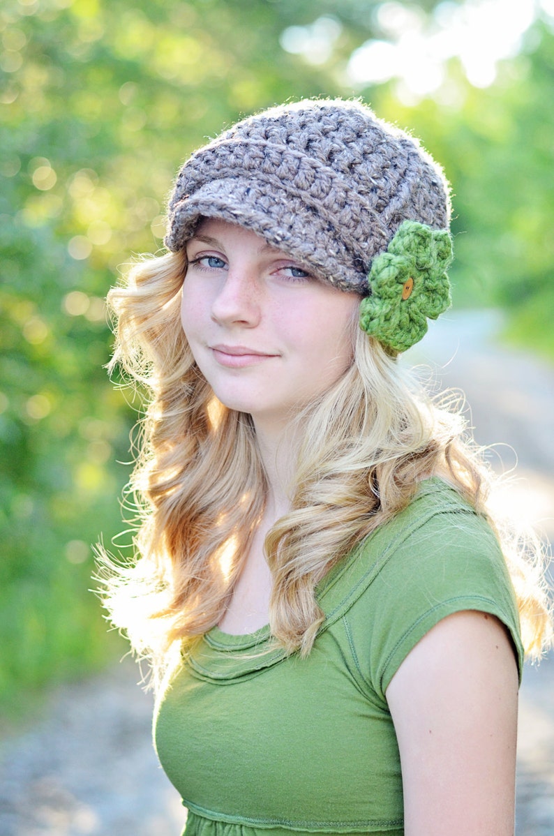 Crochet Pattern Hat Pattern Ribbed Newsboy Hat Pattern 014 Brimmed Hat Pattern Beanie Hat Pattern Chunky Hat Pattern DIY Pattern image 2