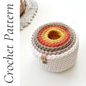PDF Crochet Pattern | DIY Crochet Pattern | Crochet Nesting Bowl Pattern | Storage Bowl Pattern | Stacking Bowl Pattern | Rainbow Bowls image 3