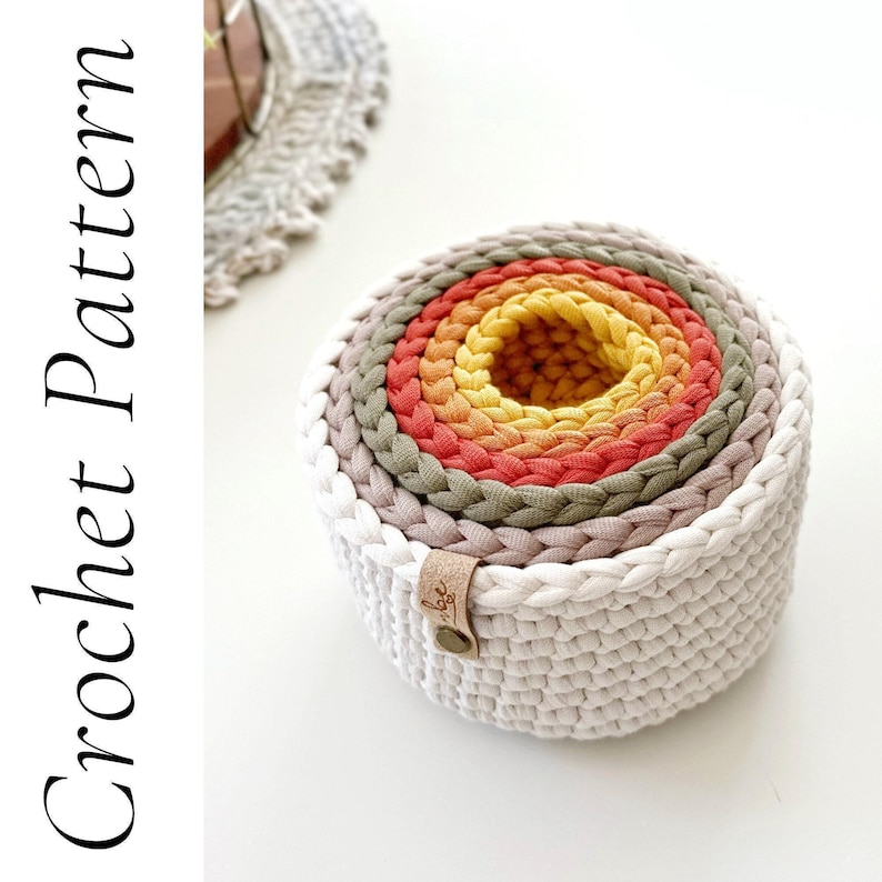 PDF Crochet Pattern | DIY Crochet Pattern | Crochet Nesting Bowl Pattern | Storage Bowl Pattern | Stacking Bowl Pattern | Rainbow Bowls image 3
