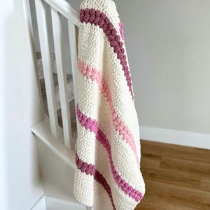 Crochet Blanket Pattern - DIY Chunky Throw or Baby Blanket PDF with Braided Puff Stitch image 9