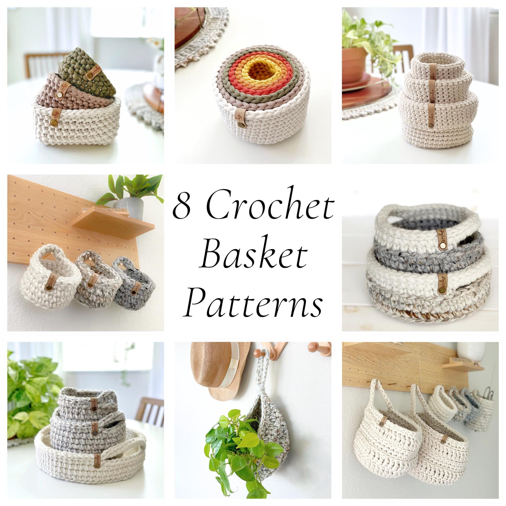 Häkelanleitungen-Bundle | Set von 8 Häkelkorb Muster | DIY Häkelanleitungen für Frühling & Sommer | Gehäkelte Home Decor Patterns