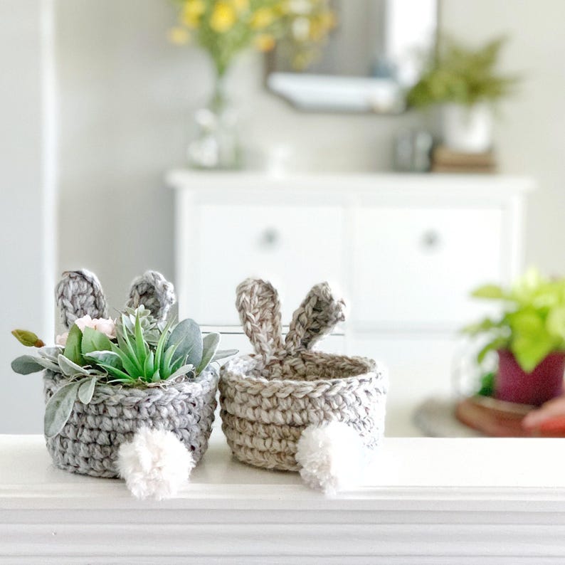 PDF Crochet Pattern | Small Crochet Bunny Basket Pattern | Unique Easter Basket Pattern | Crochet Easter Bunny Basket | Fast Easter Decor image 8