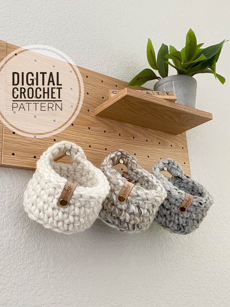 PDF Crochet Pattern Crochet Basket Pattern Hanging Basket DIY Pattern Storage Bin Pattern Mini Peg Board Basket Pattern DIY Gift image 1