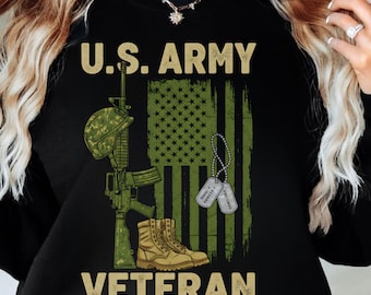 U.S. Army Veteran Battle Cross PNG, Distressed Flag Graphic (Digital Download