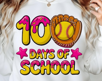 100 Days of School Softball Donut PNG | Sublimation Design