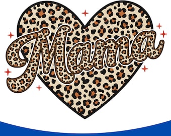 Leopard Print Mama Heart PNG | Boho Mother's Day Design (Digital Download)