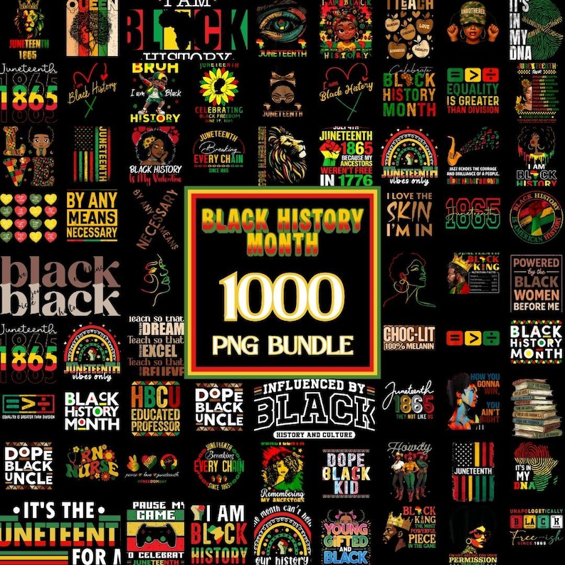 1000 Black History PNG Bundle African American Sublimation Graphics ...