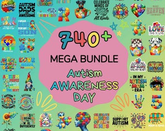 740+ Autism Awareness PNG SVG Bundle, Neurodiversity Clip Art