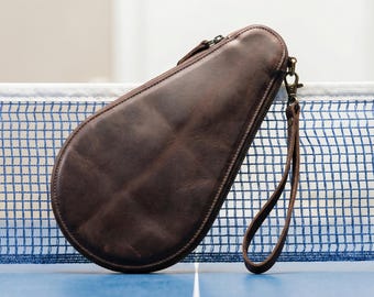 100% Genuine leather ping pong paddle case, Ping pong paddle bag, Ping pong paddle holder, Table tennis paddle case, Table tennis bag cover