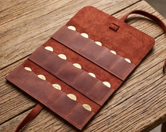 Porta monete in vera pelle al 100%, porta monete personalizzato, custodia in pelle per monete, astuccio in pelle per monete, porta monete per 20 monete, regalo per collezionisti di monete