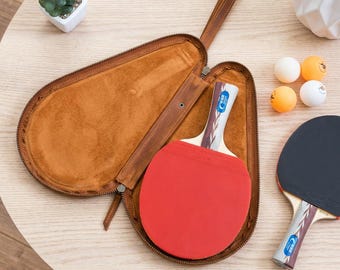 100% Genuine leather ping pong paddle bag, Ping pong paddle case, Ping pong paddle holder, Table tennis paddle case, Table tennis bag cover