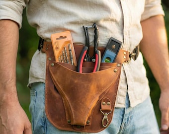 100% Genuine leather gardening belt, Leather florist tool belt, Leather tool pouch, Tool bag belt, Personalized tool pouch, Florist gift