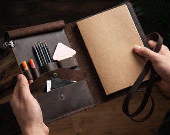100% Genuine leather sketchbook cover, Leather sketchbook bag, Leather sketchbook refillable handmade, Sketchbook carrier, Sketchbook purse