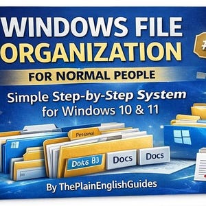 Windows File Organization for Normal People | Simple Step-by-Step System for Windows 10 & 11 | Digital Download PDF