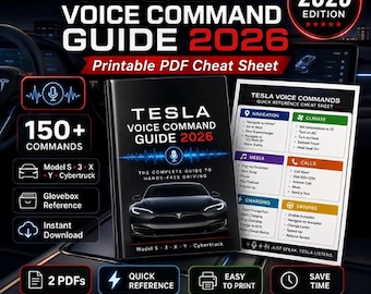 EV Voice Assistant Commands Reference 2026 | Printable Digital Download Cheat Sheet | 150+ Useful Commands