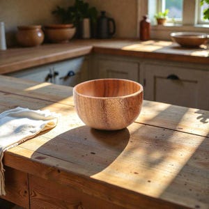 アカシアウッドボウル - 和風ライス＆小スープボウル、ナチュラルキッチン食器、ミニマリストサラダディッシュ、調味料ポット、ミニドウボウル