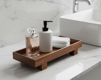 Farmhouse Soap Tray Pedestal Kitchen & Bathroom Decor - WATER RESISTANT, Rustic Soap Dish, Sponge Holder, Kitchen Sink Caddy Non-Slip Base