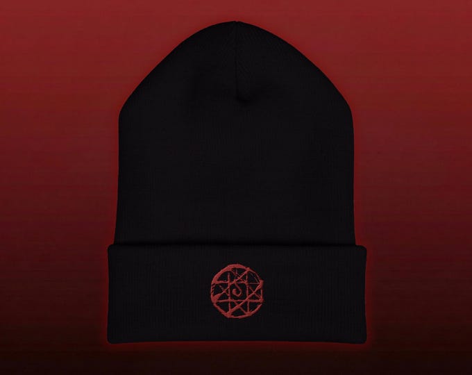 Fullmetal Alchemist Embroidered Beanie | Alchemy Transmutation Circle Knit Hat |