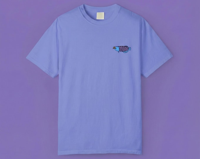 King of the Pond Tee | Retro Gaming Inspired Fish Shirt | Minimal Emb