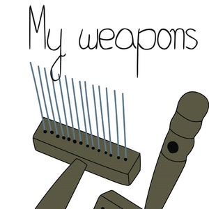 Wool spinning wool combs my weapons of choice clipart vector graphics sketchy hand drawn hand spun fiber spinning svg png dxf jpg