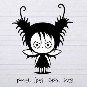 Gothic fairy creepy cute clipart vector graphic svg png jpg eps angry fairy tim burton style
