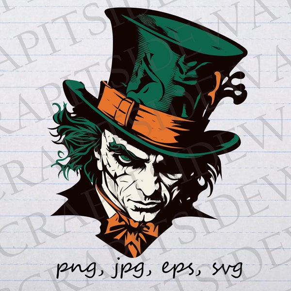 Dark mad hatter 2 clipart vector graphic svg png jpg eps alice in wonderland scary spooky t-shirt design sticker design