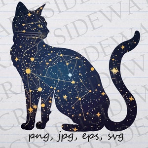 Sterrenbeeld kat clipart vectorafbeelding svg png jpg eps kitten sterren nachtelijke hemel hemels