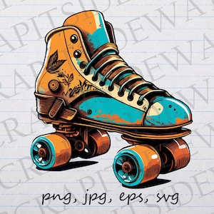 Retro roller skate 2 clipart vector graphic svg png jpg eps skating roller derby