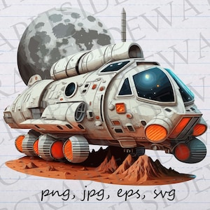 Moon rover space ship clip art clipart vector graphic svg png jpg eps sci-fi spaceship, star ship, lunar rover