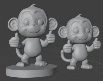 Thumbs up monkey STL File ONLY, happy monkey, kid friendly, resin printing, FDM printing, 3D printing file, Digital Download, 3D figure