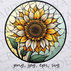 Vidrieras girasol clip art clipart vector gráfico svg png jpg eps mosaico girasol, vidrieras girasol, vidrieras florales