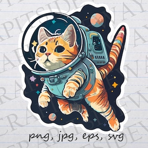 Clipart vettoriale di gatto spaziale in formato svg png jpg eps astronauta gattino spazio esterno