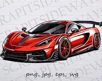 Red supercar clip art clipart vector graphic svg png jpg eps, fancy car, expensive car, super car, speedy car, fast car, sports car