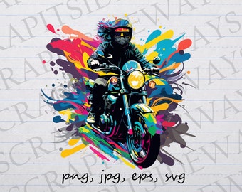 Colorful motorcycle clipart vector graphic svg png jpg eps chopper hog