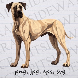 Full Body Great Dane clipart vector graphic svg png jpg eps POD design dog puppy, dog breed, great dane mom, great dane dad, great dane love