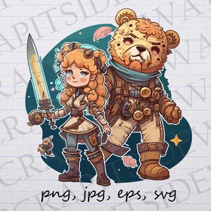 Boucle d'or pirate de l'espace clipart vectoriel svg png jpg eps mignon steampunk espace punk ours