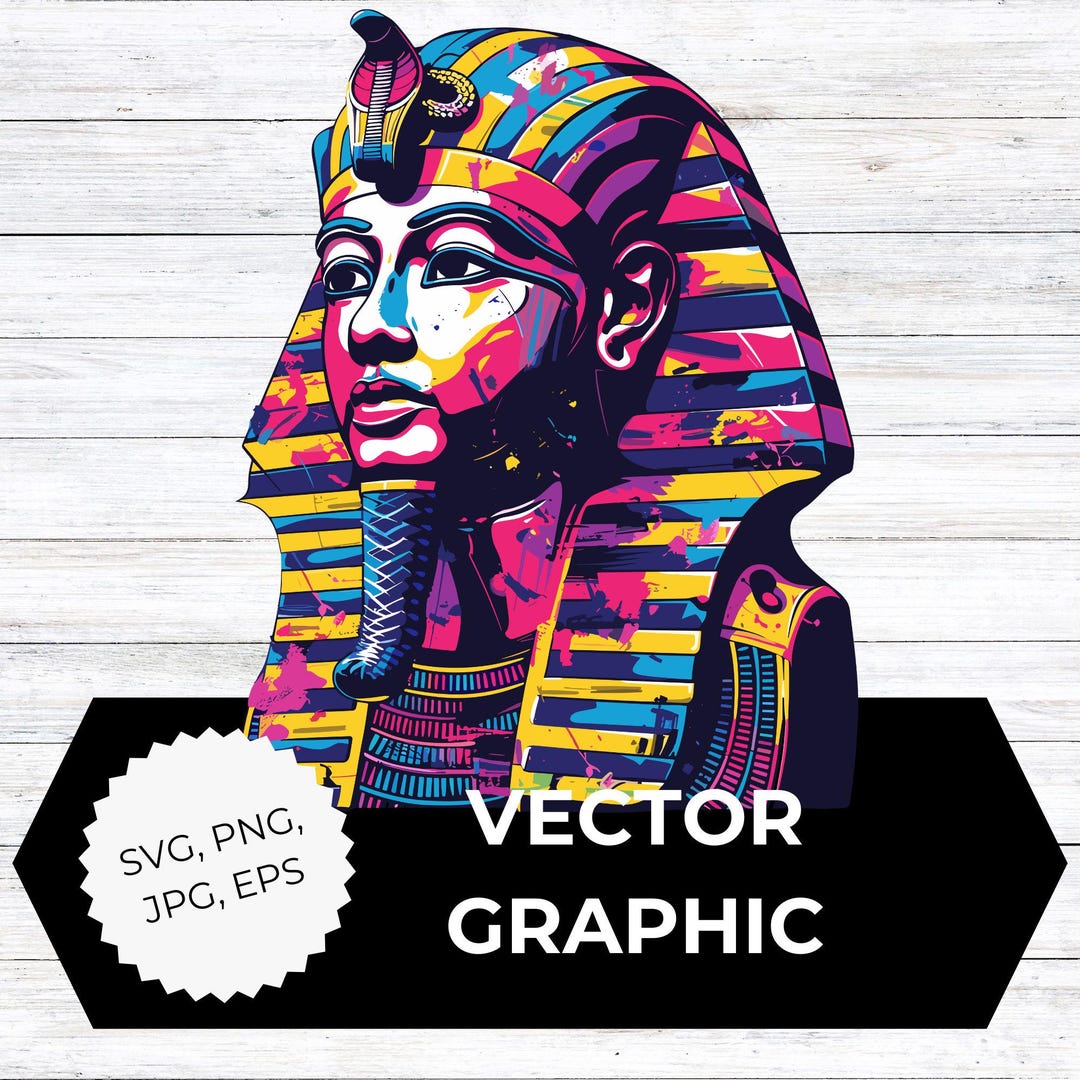 Pastel Grunge King Tut Clipart | Pharaoh Head SVG PNG Jpg Eps | Ancient ...