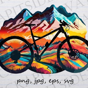 Mountain bike colorata clipart grafica vettoriale svg png jpg eps bicicletta