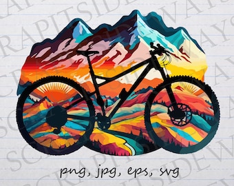 Bicicleta de montaña colorida, imágenes prediseñadas vectoriales svg png jpg eps