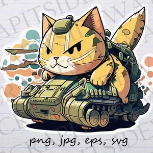 Tank kat clipart vectorafbeelding svg png jpg eps strijd kat soldaat militair