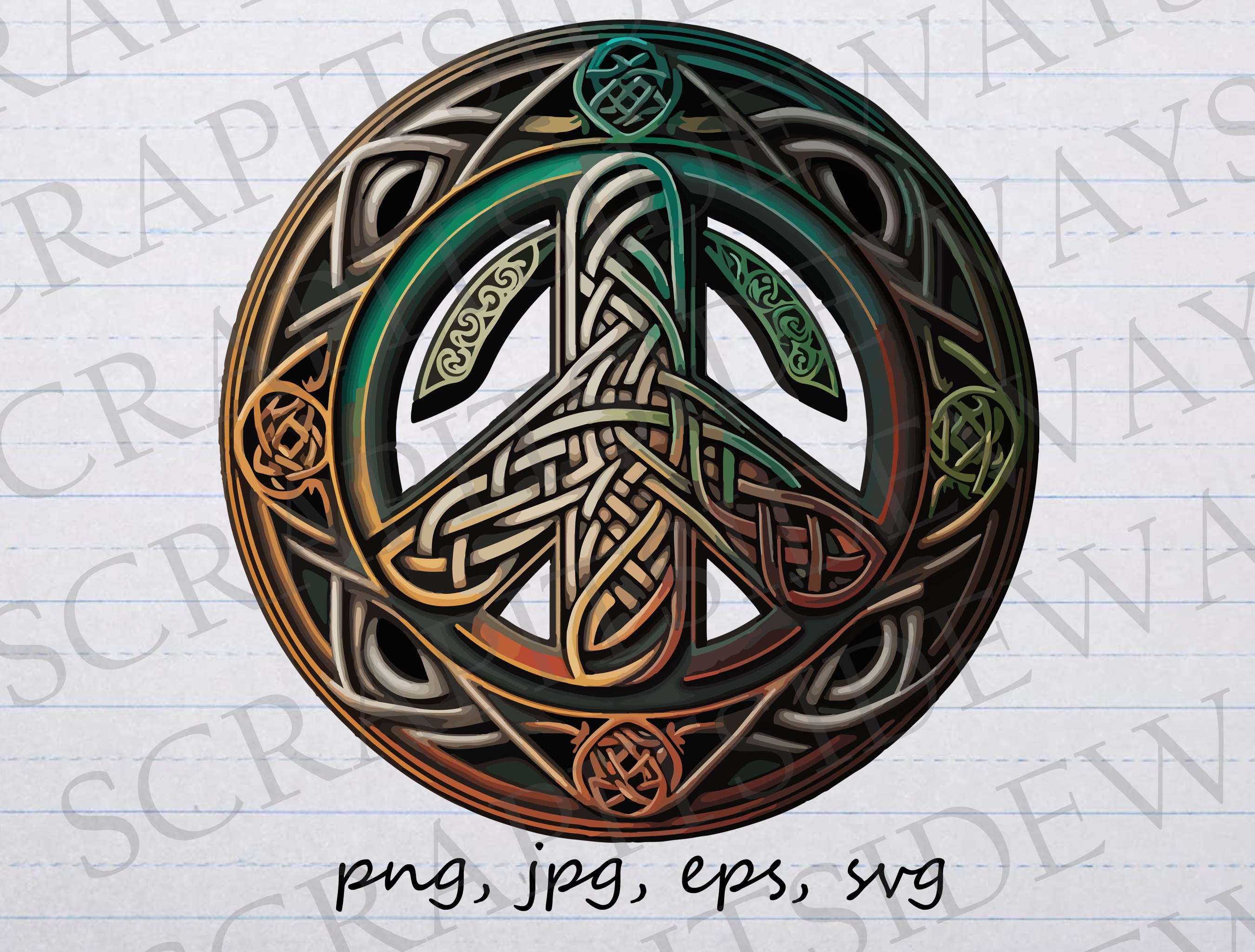 Celtic Peace Symbol Clipart Vector Graphic Svg Png Jpg