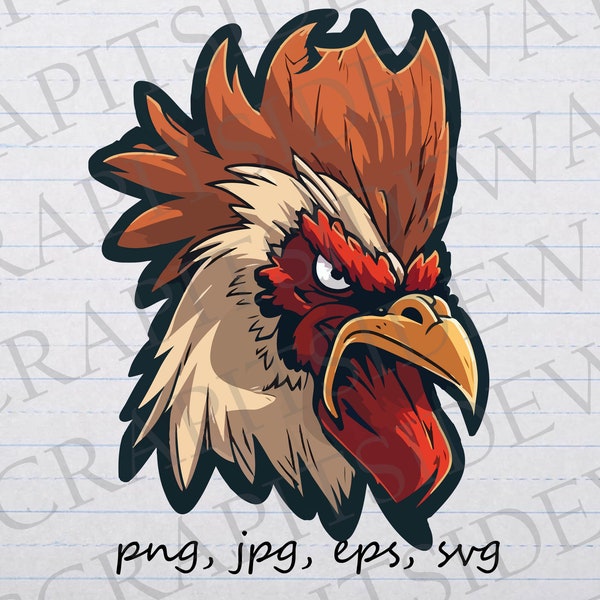 Angry rooster clipart vector graphic svg png jpg eps farm animal chicken