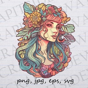 Boho fata clipart grafica vettoriale svg png jpg eps design t-shirt fata autunnale bella fata