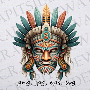Azteken Maske Clipart Vektorgrafik svg png jpg eps Aufkleber Design T-Shirt Design südamerikanische Maske