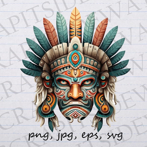 Aztec Mask clipart vector graphic svg png jpg eps sticker design t-shirt design south american mask